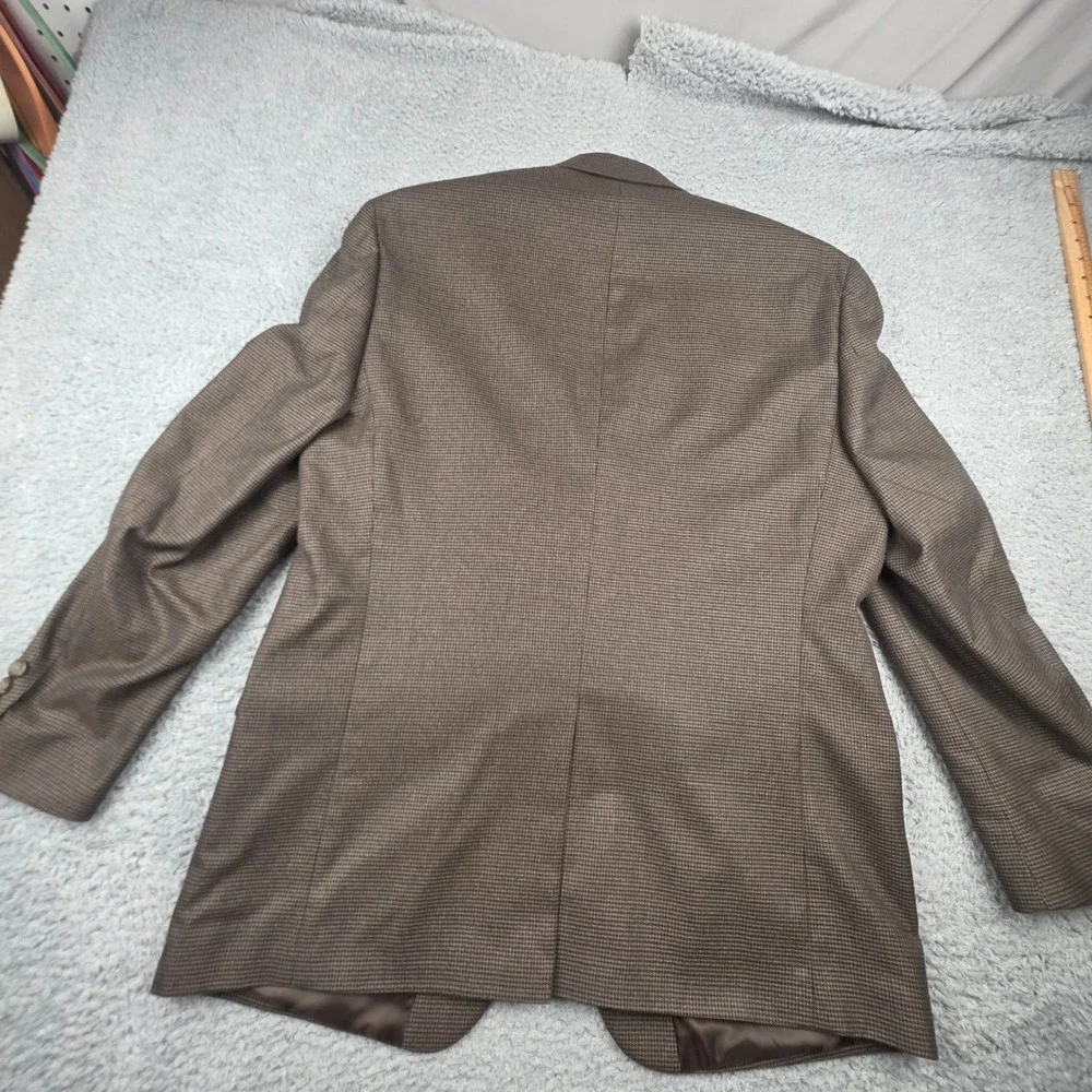 Chaps Sport Coat Men 44R Brown Micro Houndstooth Two Button Blazer Classic Fit